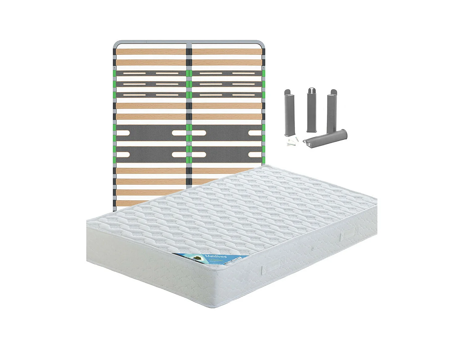 MALDIVES - Pack Matelas + AltoZone 140x200 + Pieds