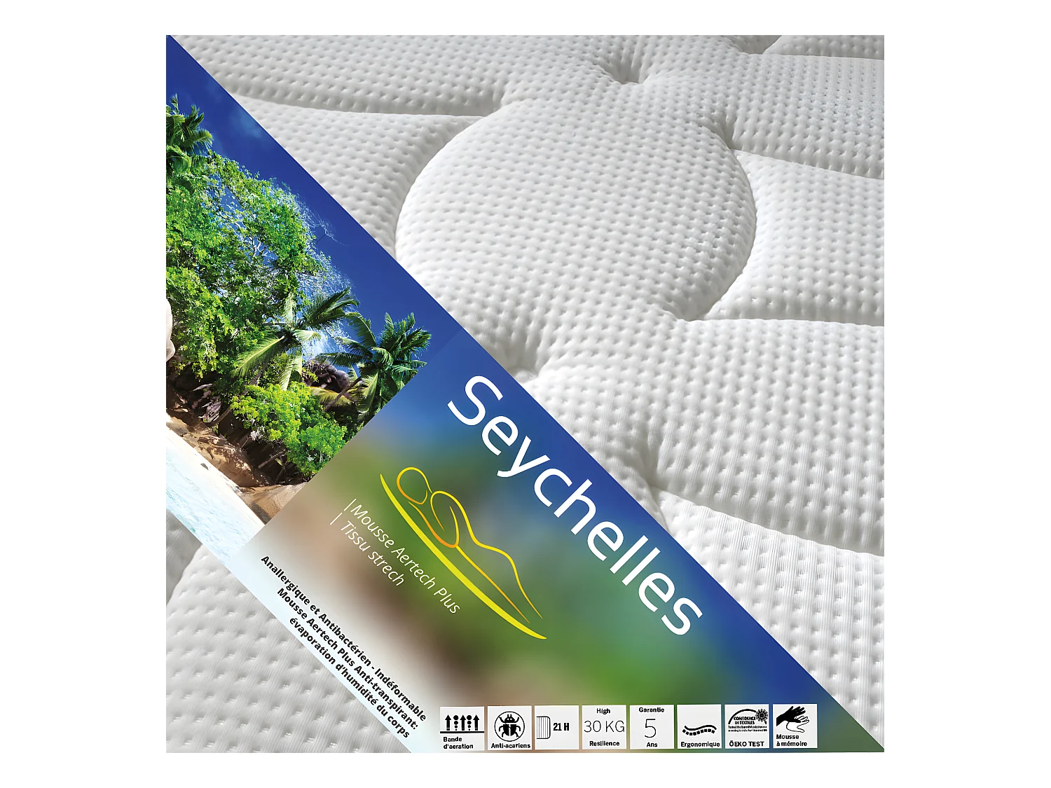 SEYCHELLES - Pack Matelas + Lattes 130x190