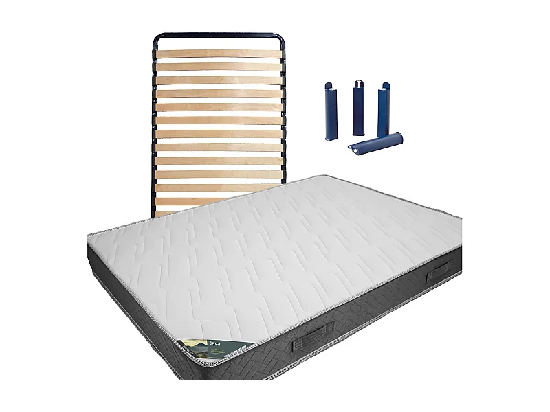 JAVA - Pack Matelas + AltoLattes 90x200 + Pieds