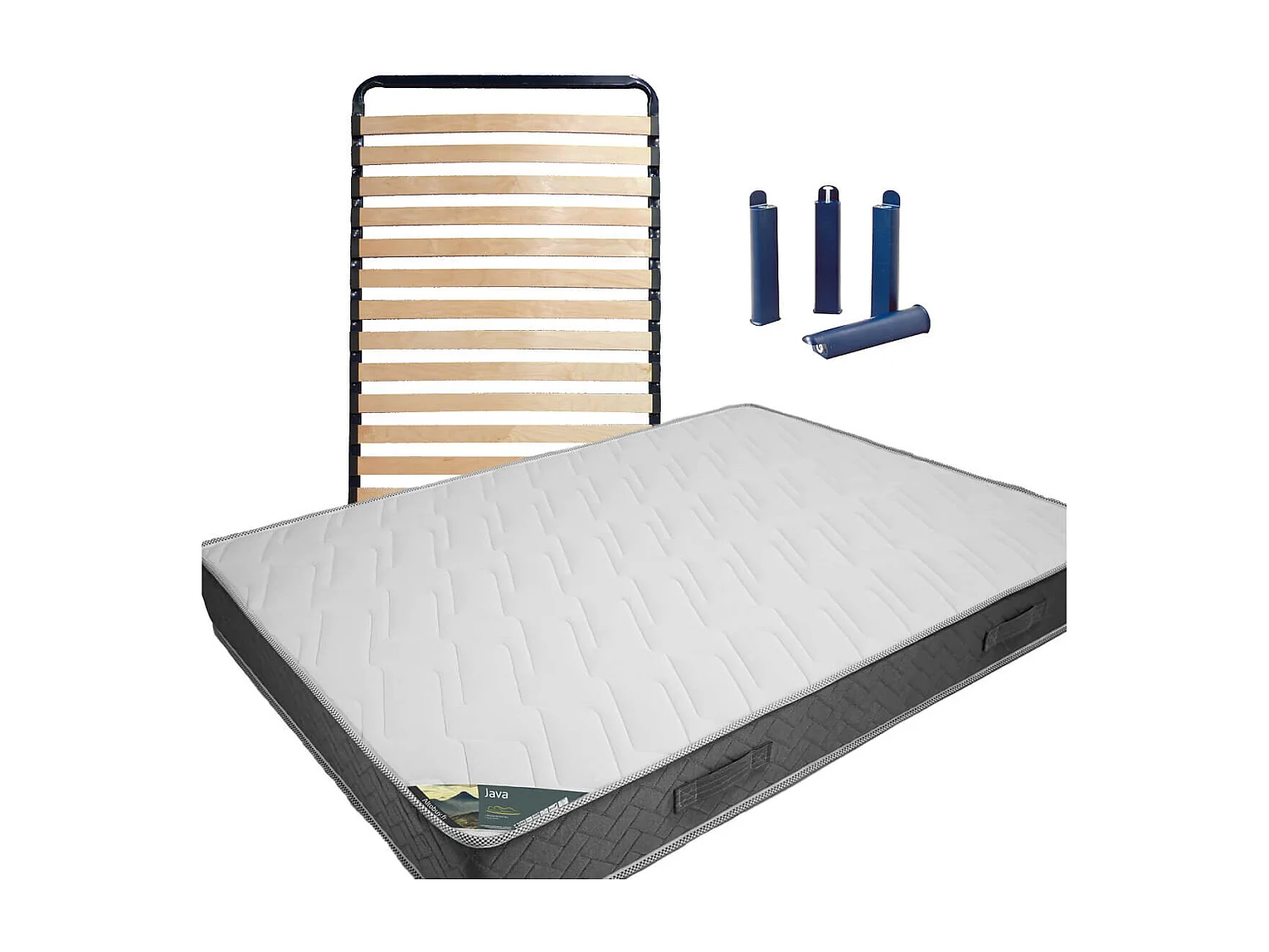 JAVA - Pack Matelas + AltoLattes 90x200 + Pieds