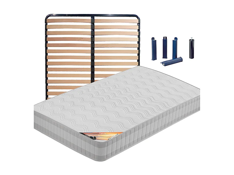 TAHITI - Pack Matelas + Lattes 160x200 + Pieds