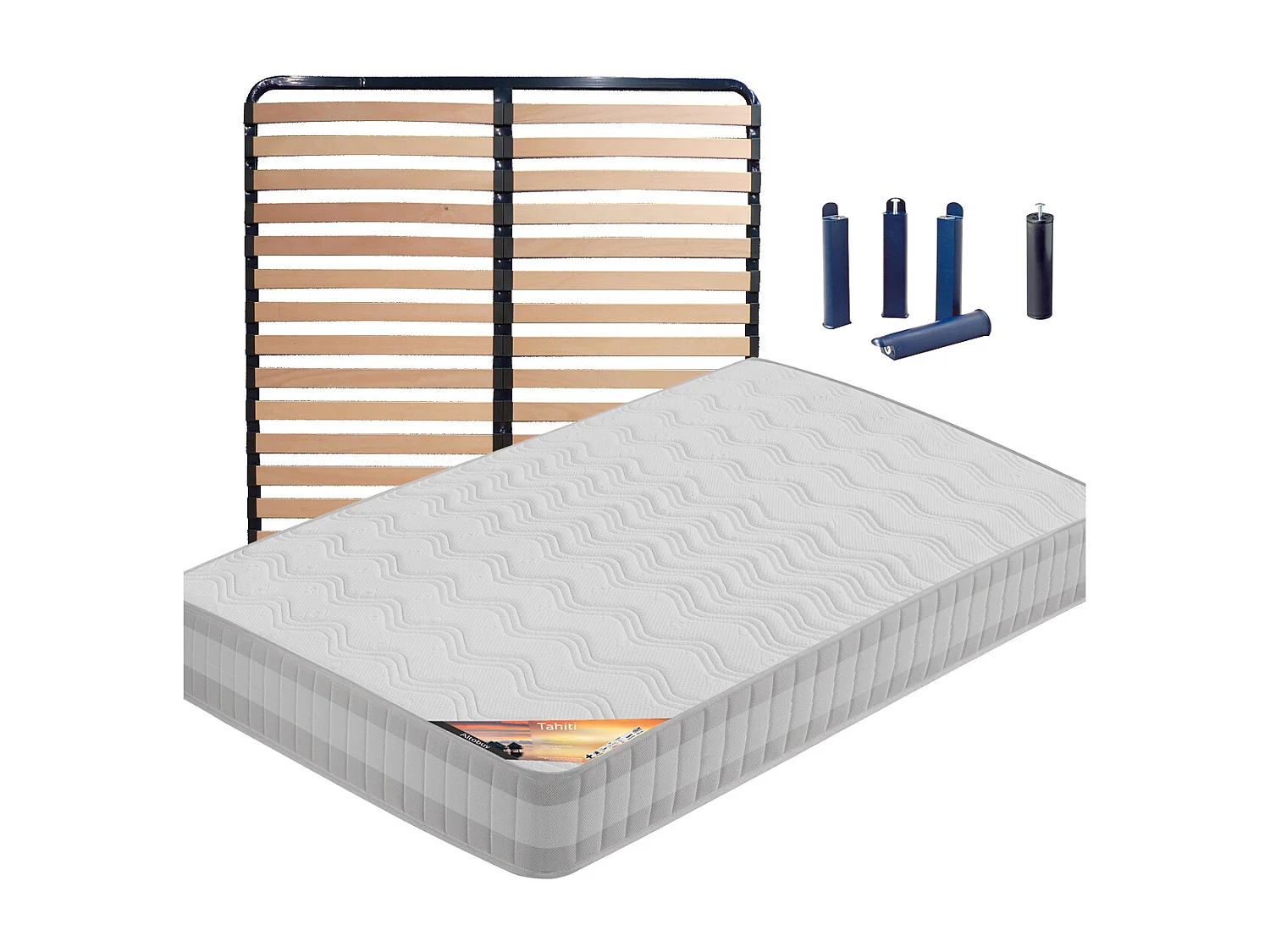 TAHITI - Pack Matelas + Lattes 160x200 + Pieds