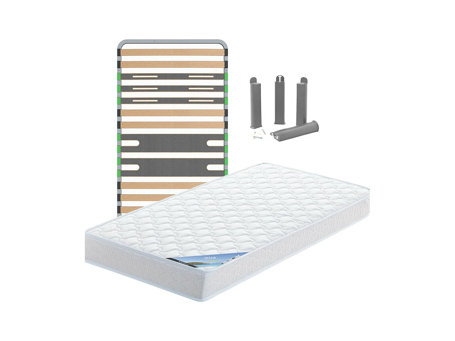 IBIZA - Pack Matelas + AltoZone 90x190 + Pieds