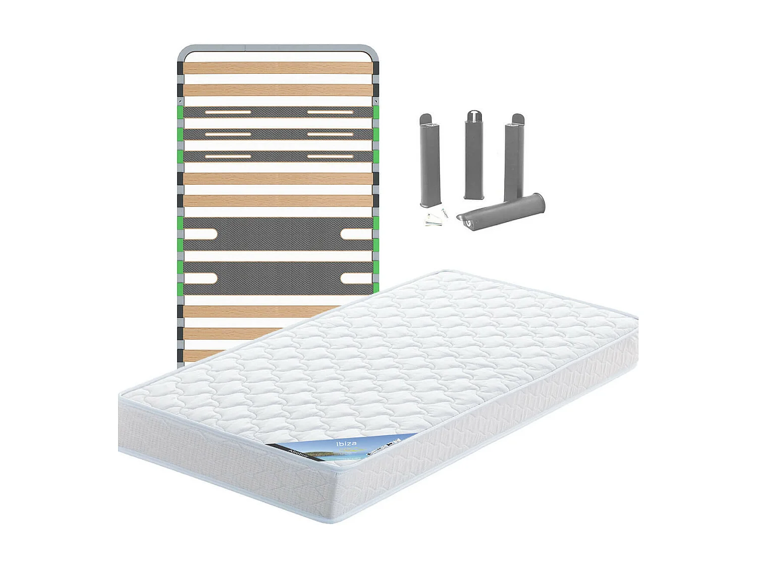 IBIZA - Pack Matelas + AltoZone 90x190 + Pieds