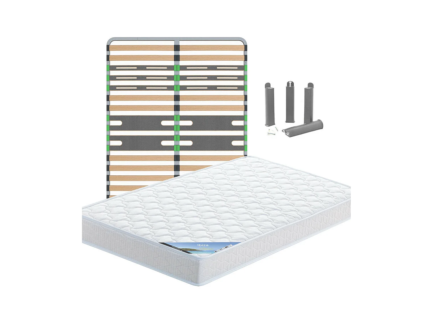 IBIZA - Pack Matelas + AltoZone 140x190 + Pieds