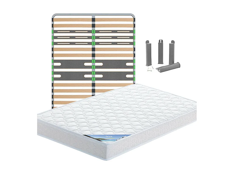 IBIZA - Pack Matelas + AltoZone 140x190 + Pieds