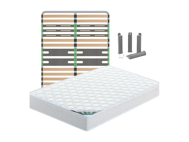 CHYPRE - Pack Matelas + AltoZone 140x190 + Pieds