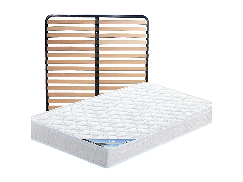 IBIZA - Pack Matelas + Lattes 140x190
