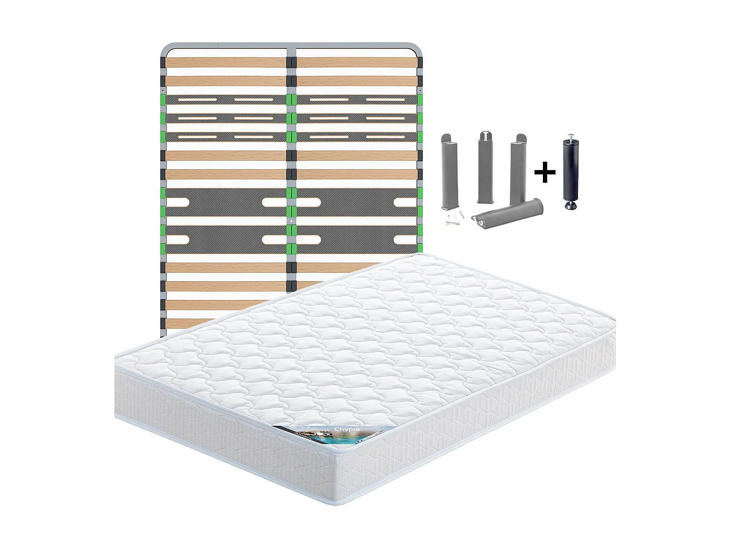 CHYPRE - Pack Matelas + AltoZone 160x200 + Pieds