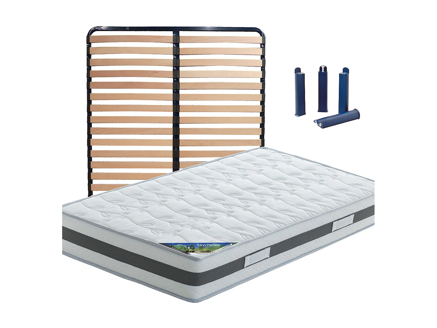 SEYCHELLES - Pack Matelas + Lattes 140x190 + Pieds