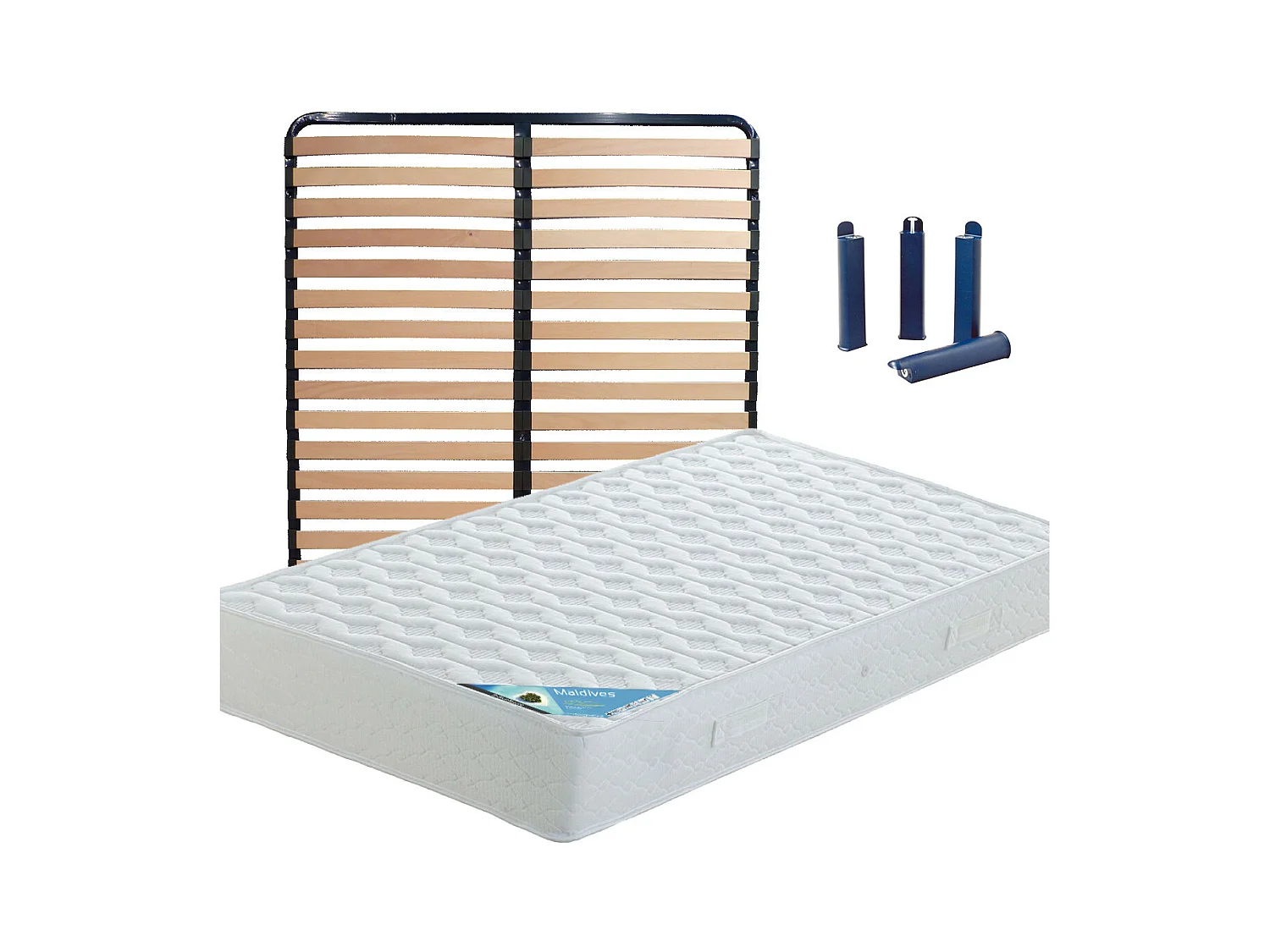 MALDIVES - Pack Matelas + Lattes 140x200 + Pieds