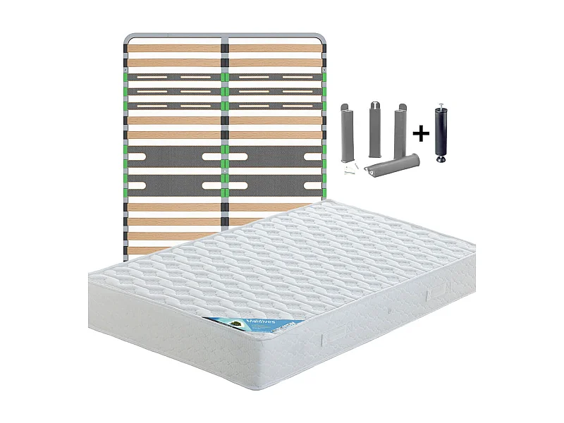 MALDIVES - Pack Matelas + AltoZone 160x200 + Pieds