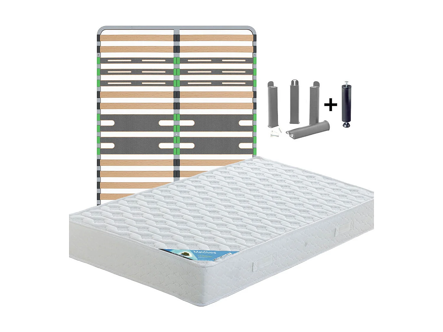 MALDIVES - Pack Matelas + AltoZone 160x200 + Pieds