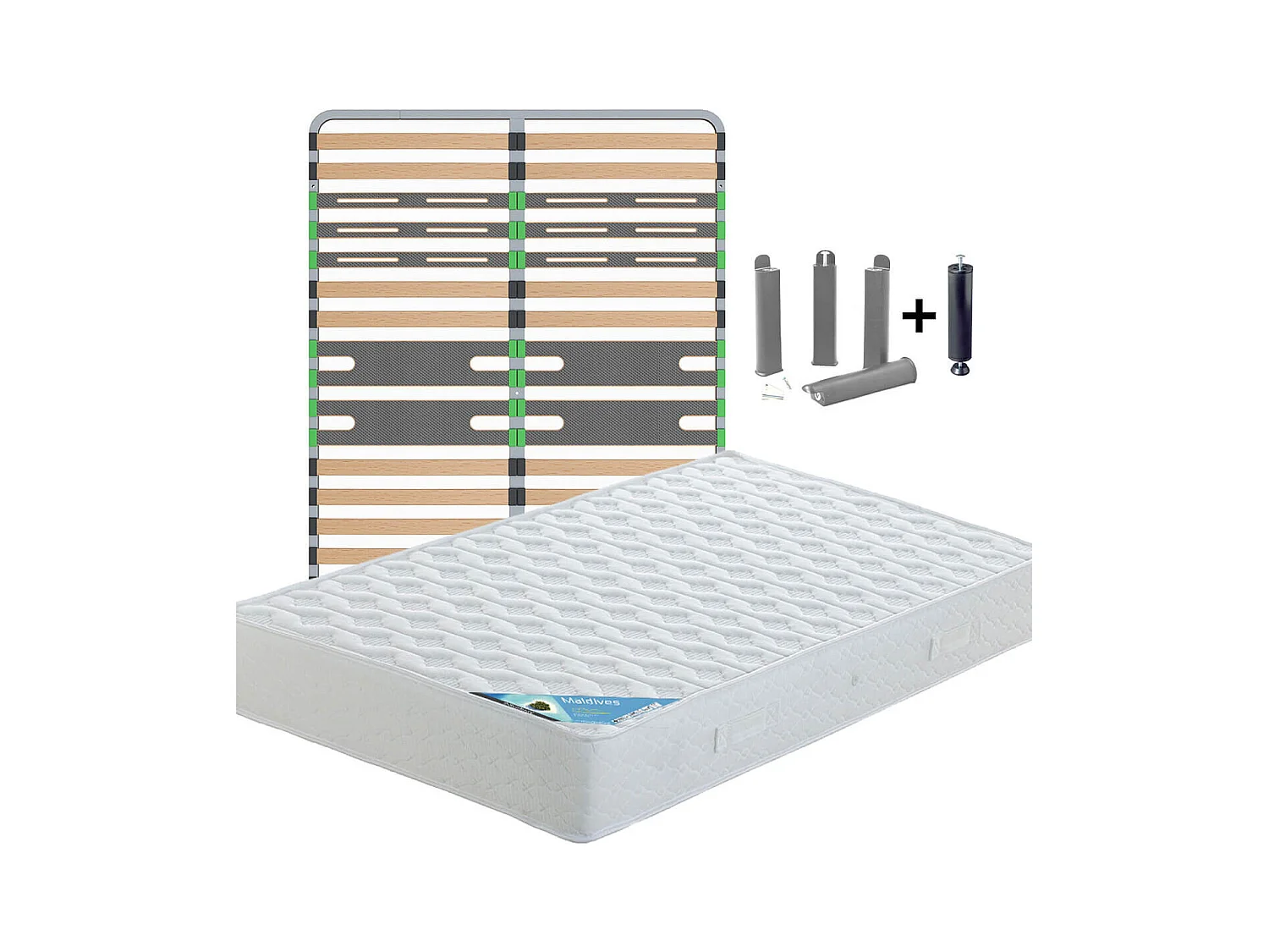 MALDIVES - Pack Matelas + AltoZone 160x200 + Pieds