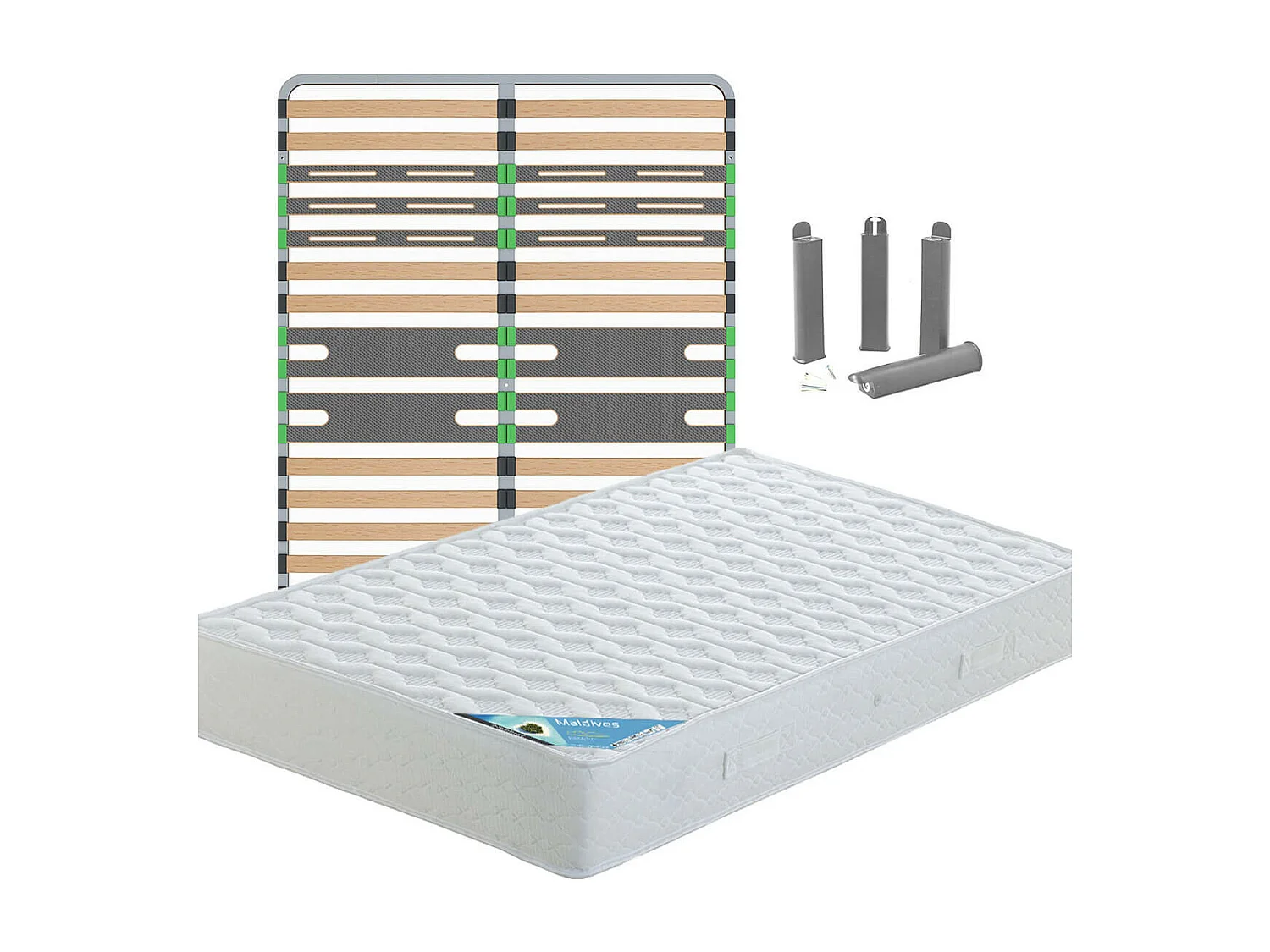 MALDIVES - Pack Matelas + AltoZone 140x190 + Pieds