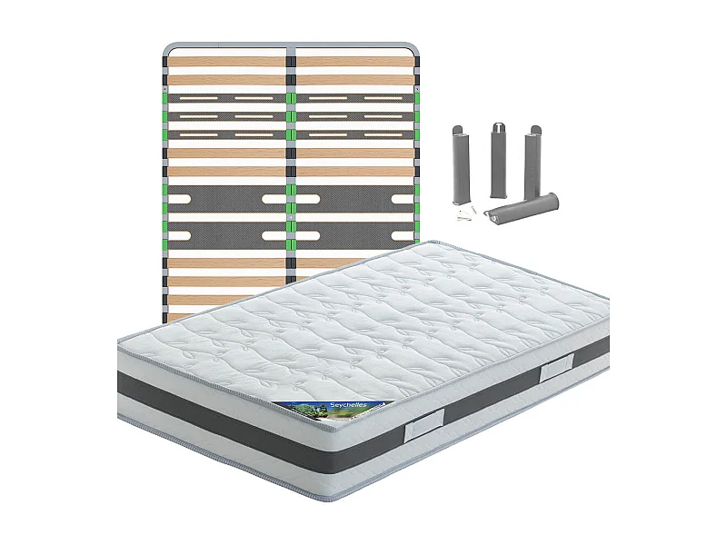 SEYCHELLES - Pack Matelas + AltoZone 120x190 + Pieds