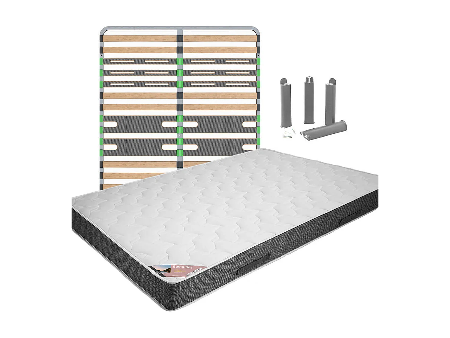 BERMUDES - Pack Matelas + AltoZone 140x190 + Pieds