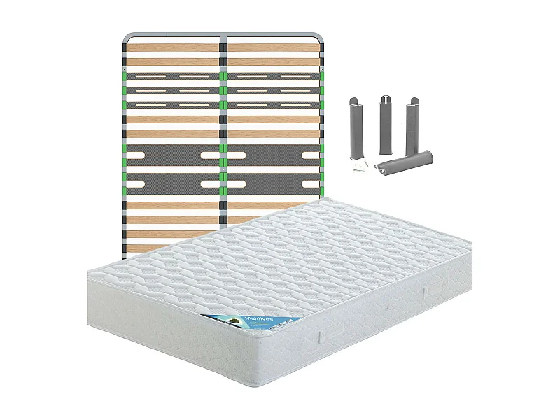 MALDIVES - Pack Matelas + AltoZone 120x190 + Pieds