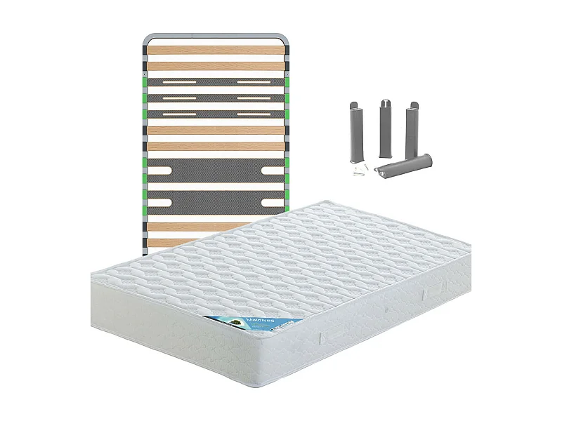 MALDIVES - Pack Matelas + AltoZone 90x190 + Pieds