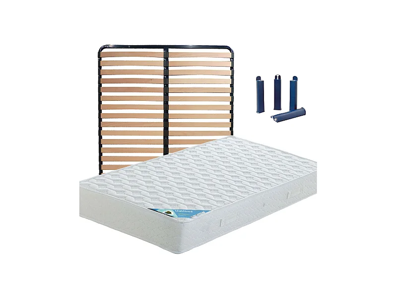 MALDIVES - Pack Matelas + Lattes 130x190 + Pieds