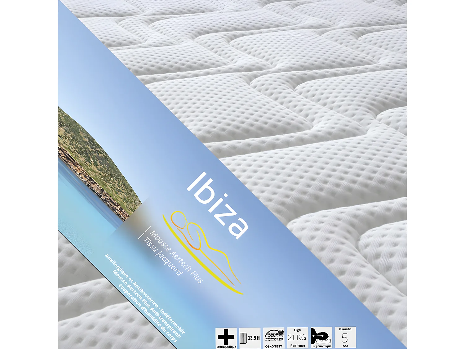 IBIZA - Pack Matelas + Lattes 140x200