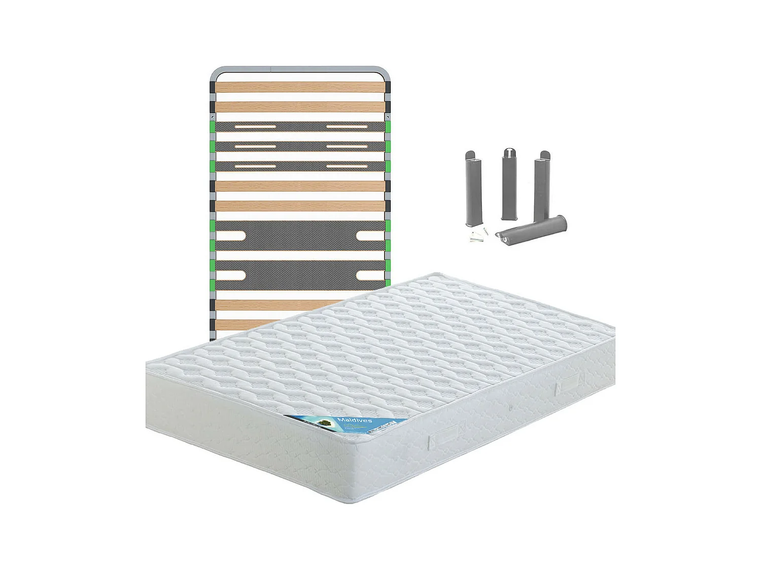 MALDIVES - Pack Matelas + AltoZone 90x200 + Pieds