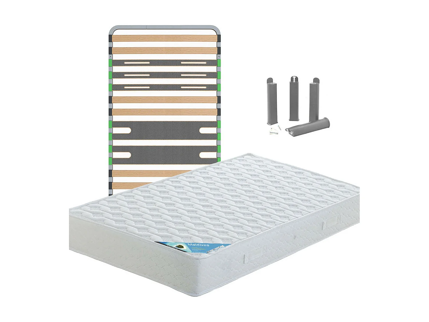 MALDIVES - Pack Matelas + AltoZone 90x200 + Pieds