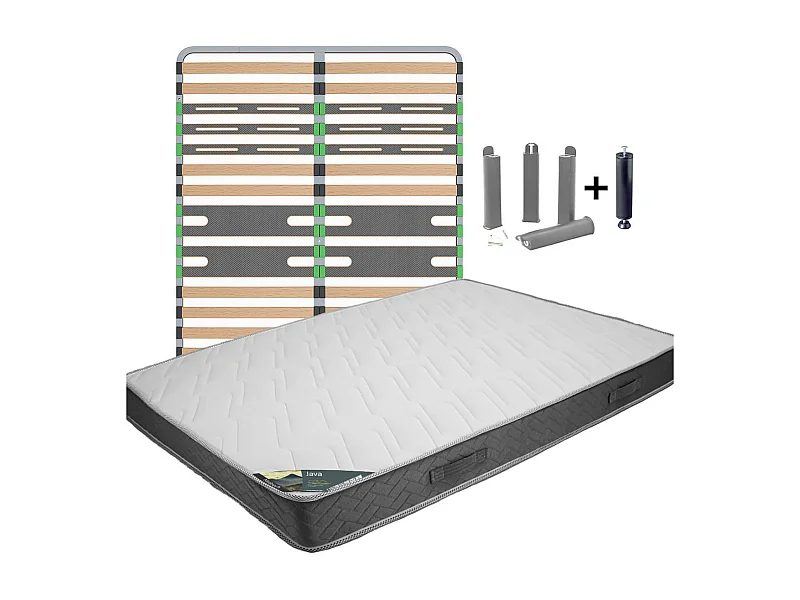 JAVA - Pack matelas + AltoZone 160x200 + Pieds