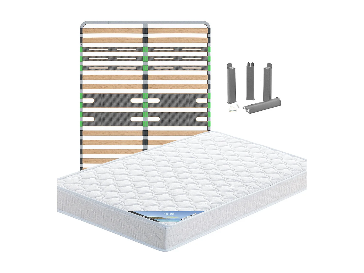 IBIZA - Pack Matelas + AltoZone 120x190 + Pieds