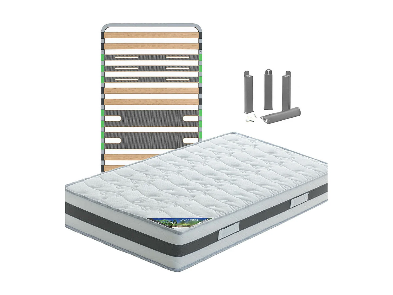 SEYCHELLES - Pack Matelas + AltoZone 90x190 + Pieds