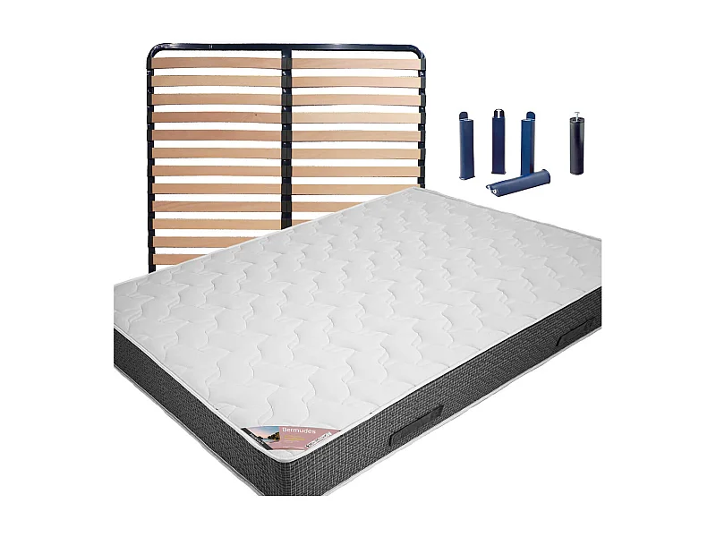 BERMUDES - Pack Matelas + AltoLattes 160x200 + Pieds