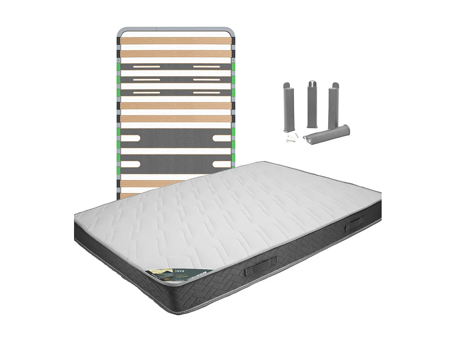 JAVA - Pack Matelas + AltoZone 90x190 + Pieds