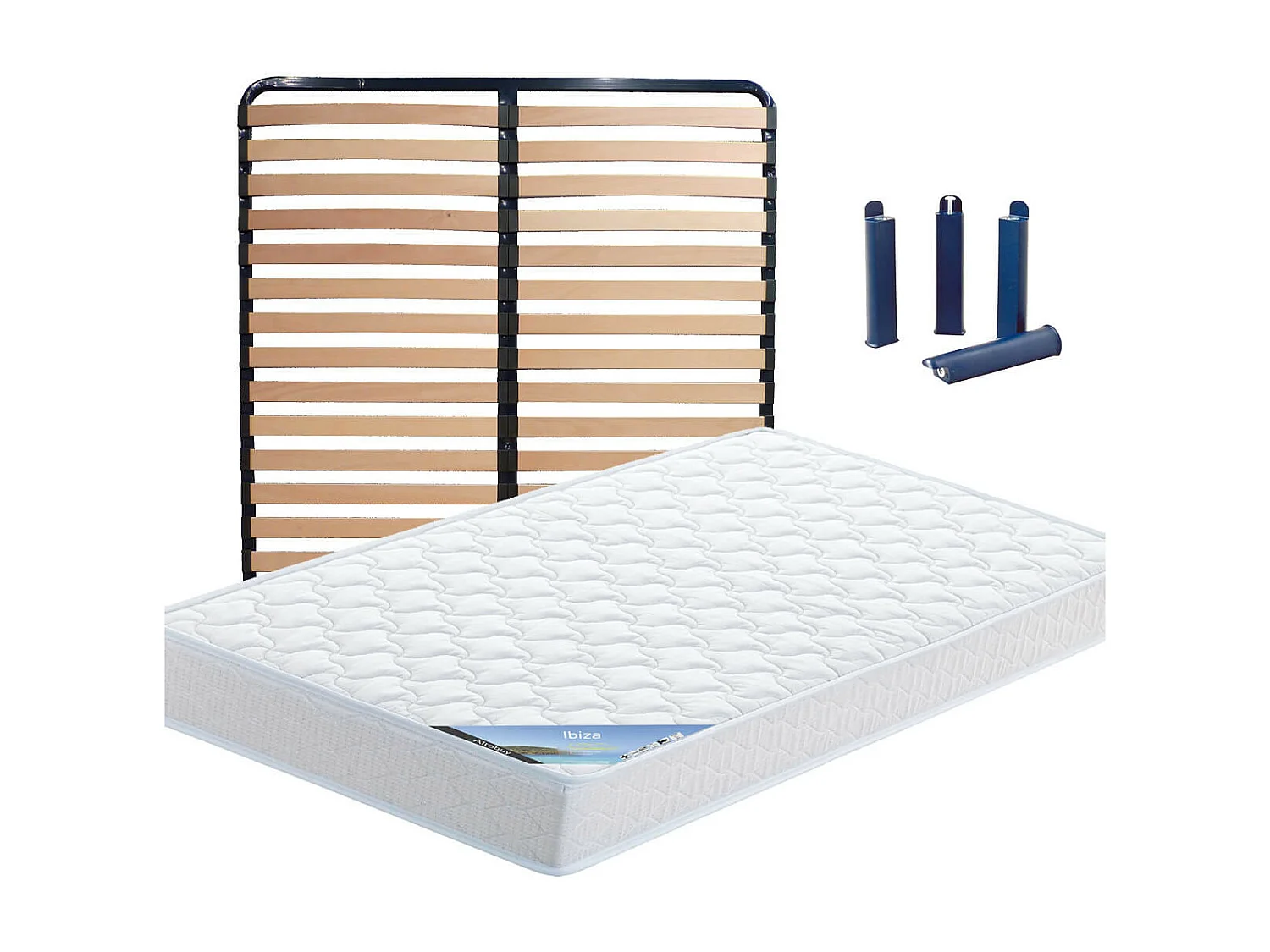 IBIZA - Pack Matelas + Lattes 140x200 + Pieds