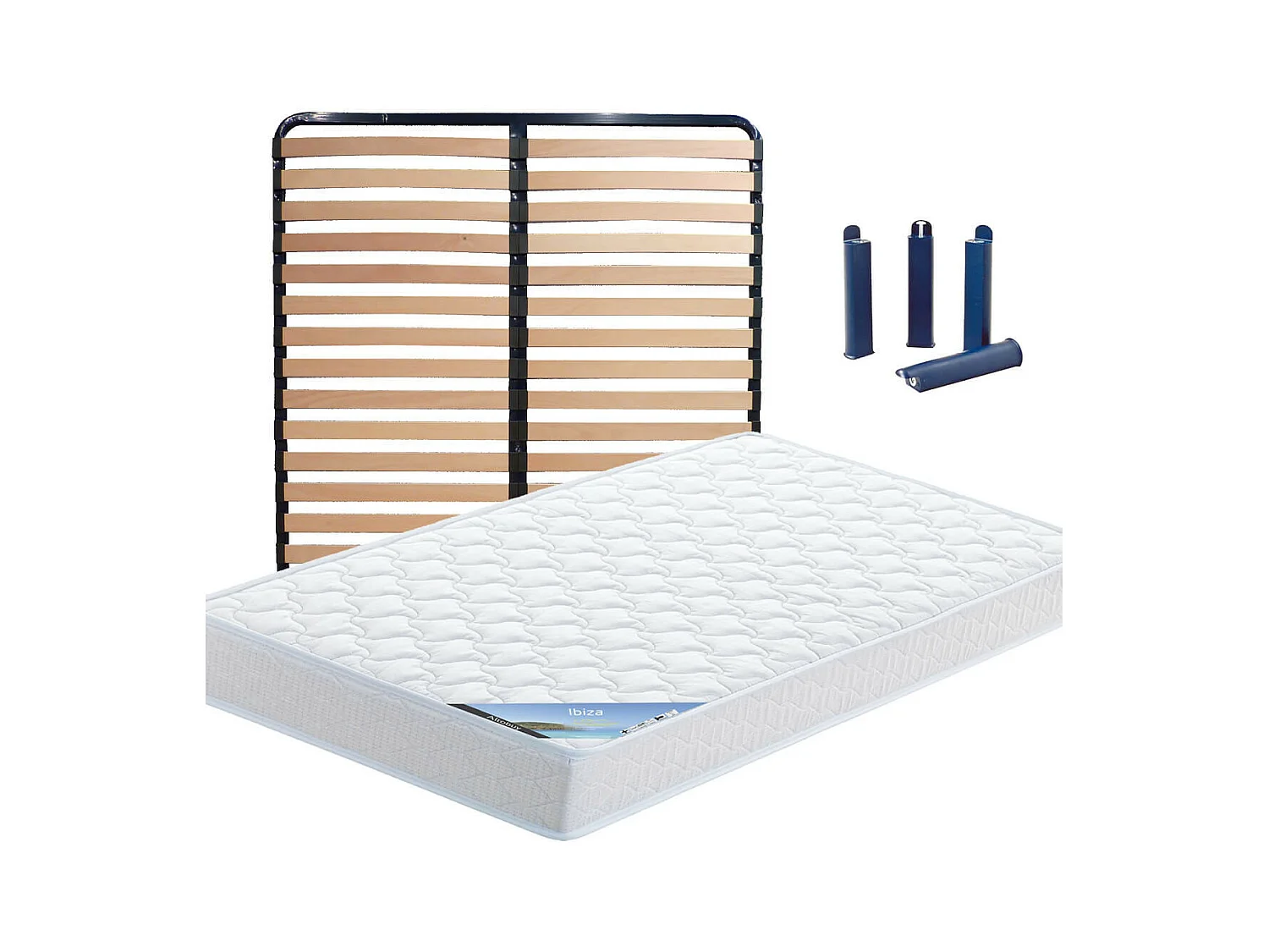 IBIZA - Pack Matelas + Lattes 140x200 + Pieds