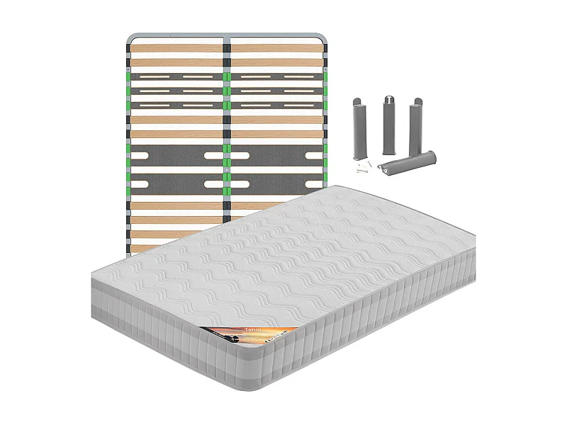 TAHITI - Pack Matelas + AltoZone 140x190 + Pieds