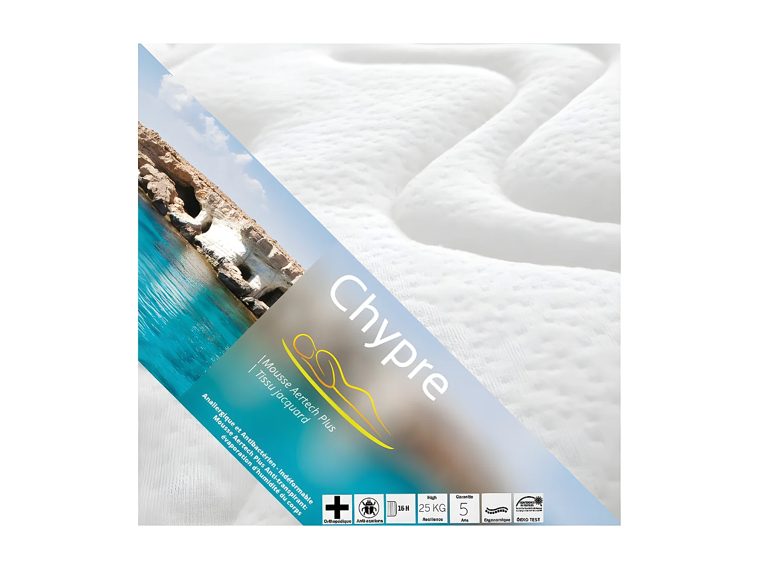 CHYPRE - Pack Matelas + AltoZone 120x190 + Pieds