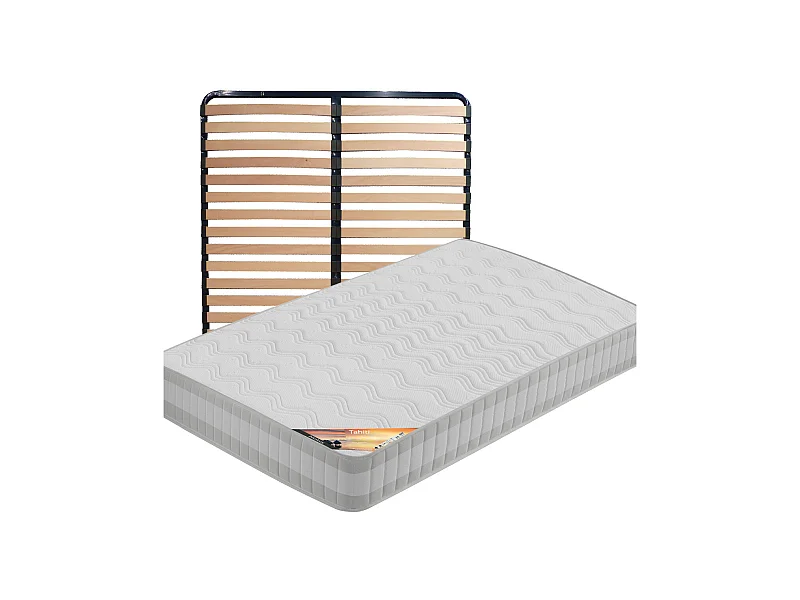 TAHITI - Pack Matelas + Lattes 140x190