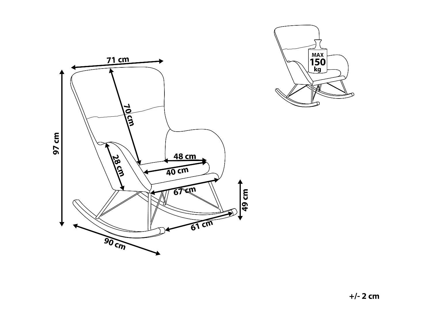 Poltrona a dondolo ELLAN Velluto Grigio chiaro