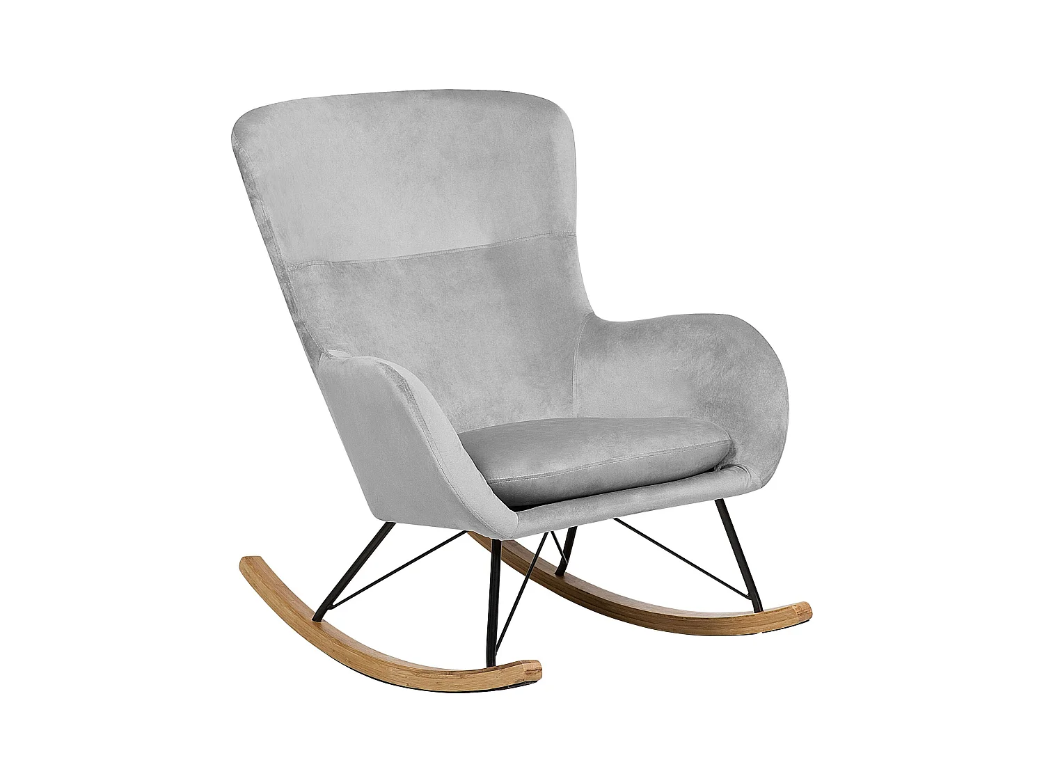 Fauteuil à bascule ELLAN Velours Gris clair