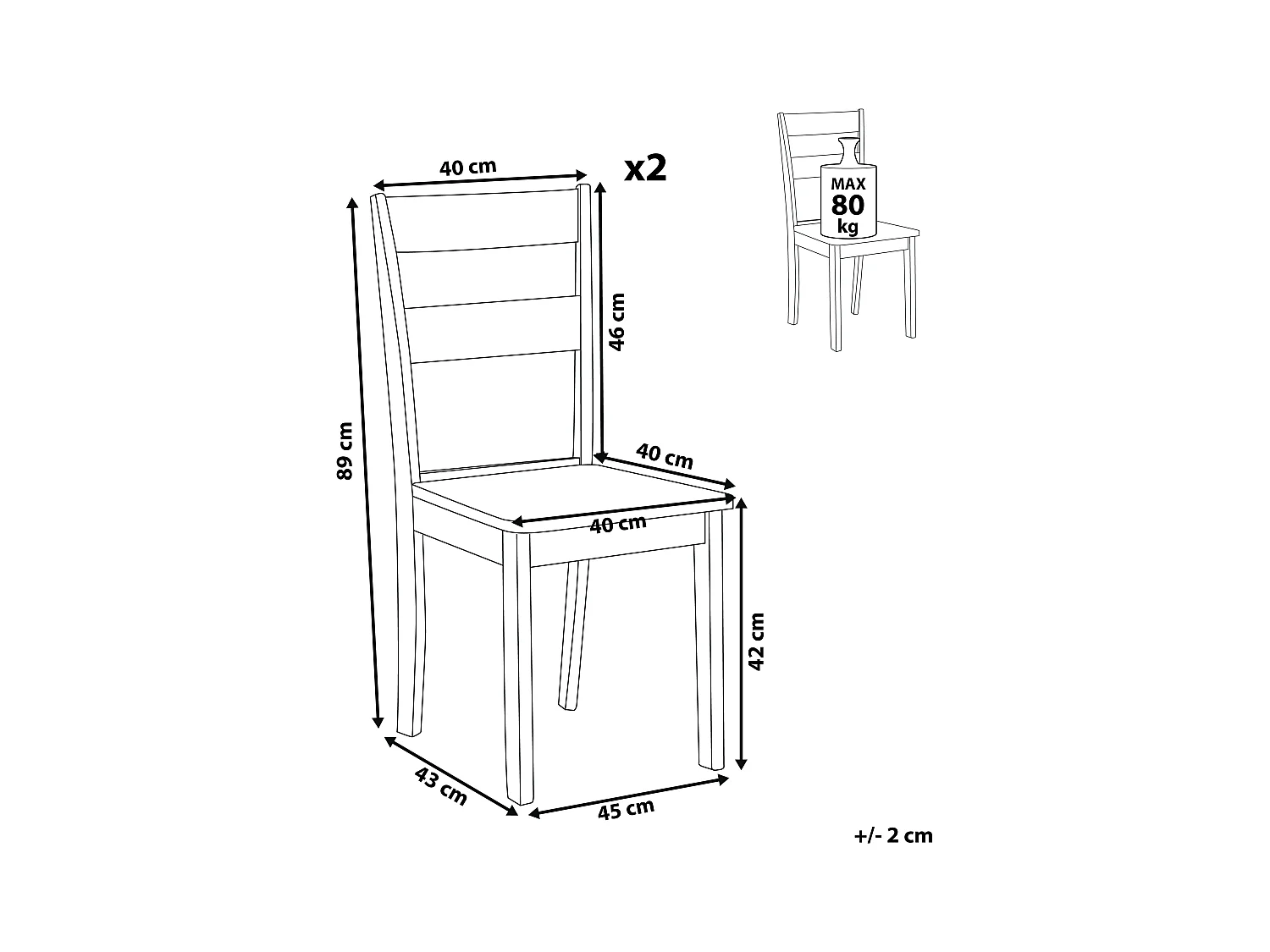 Zestaw 2 krzeseł do jadalni GEORGIA Drewno Czarny