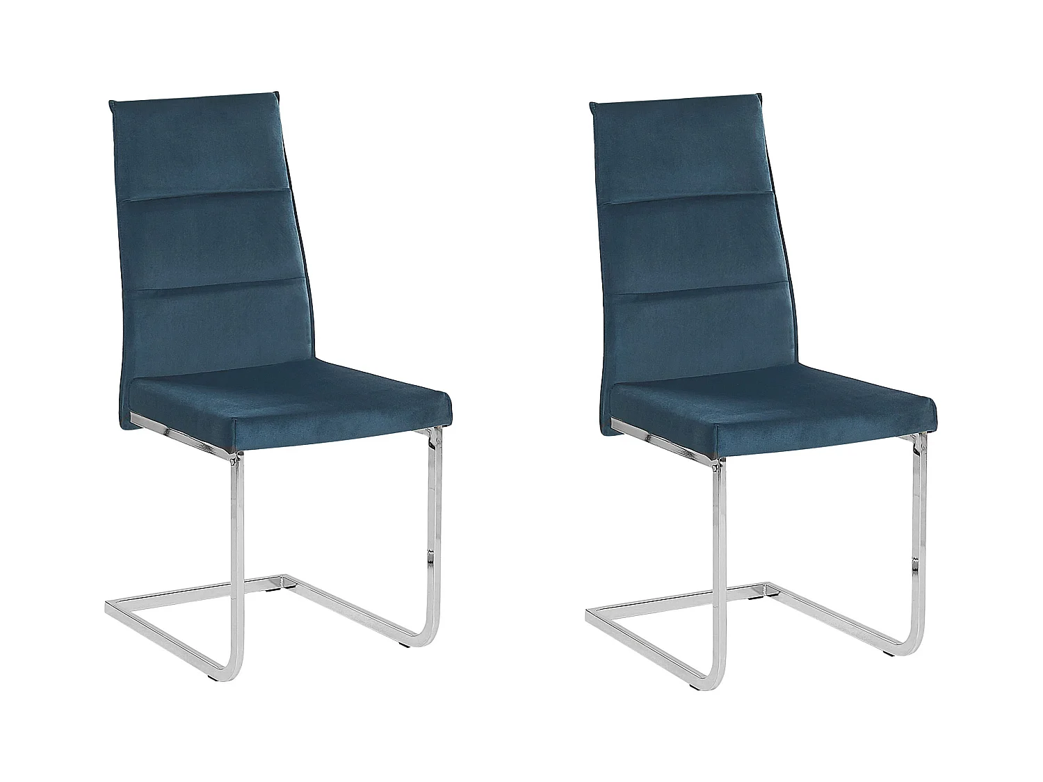 Lot de 2 chaises de salle à manger ROCKFORD Velours Bleu