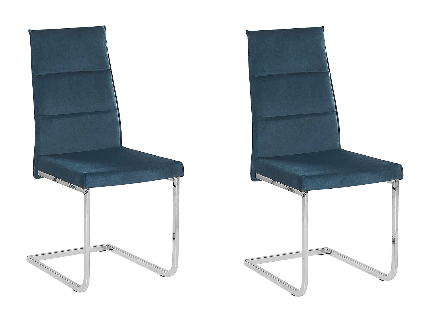 Lot de 2 chaises de salle à manger ROCKFORD Velours Bleu