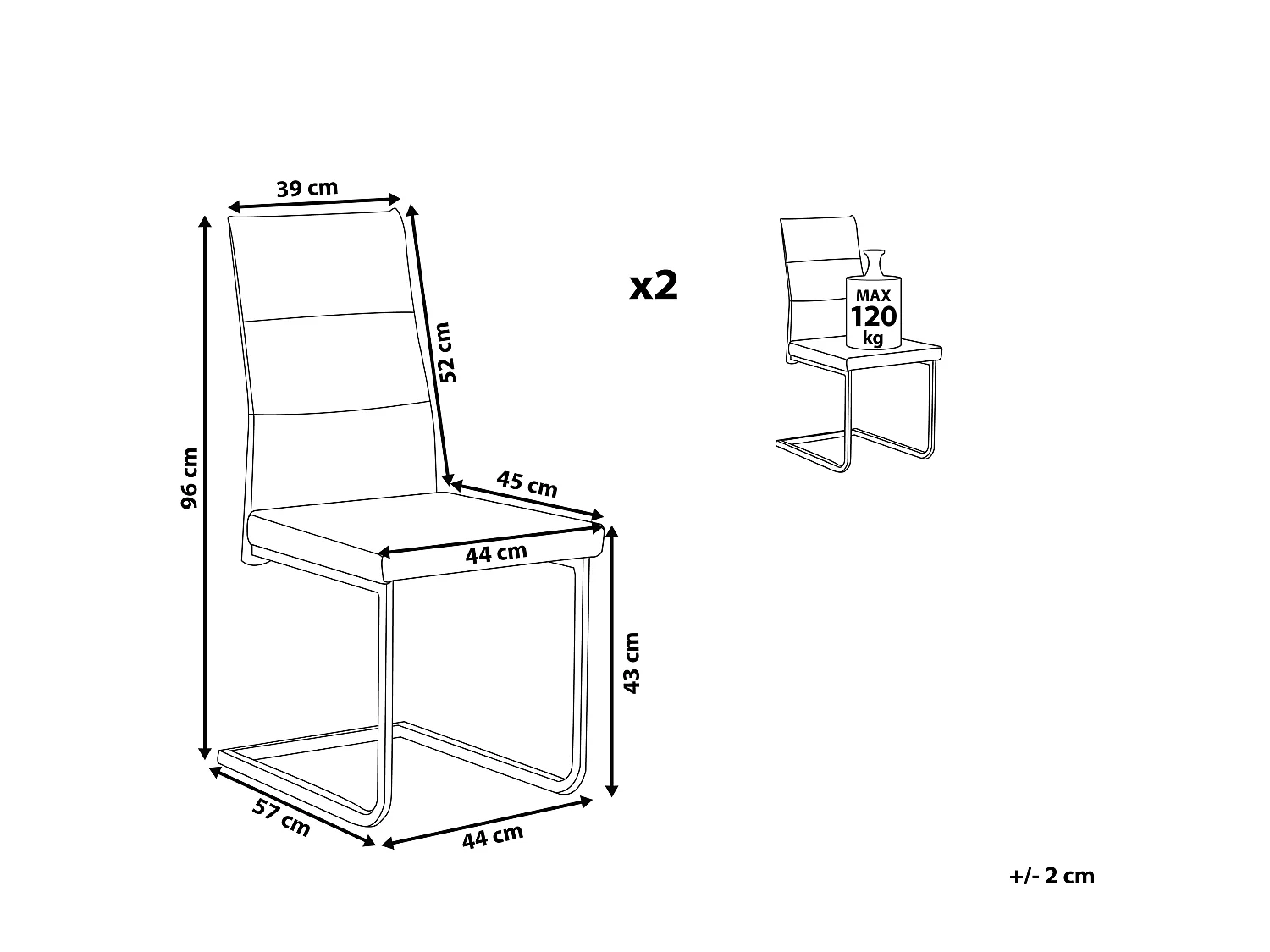 Lot de 2 chaises de salle à manger ROCKFORD Velours Bleu