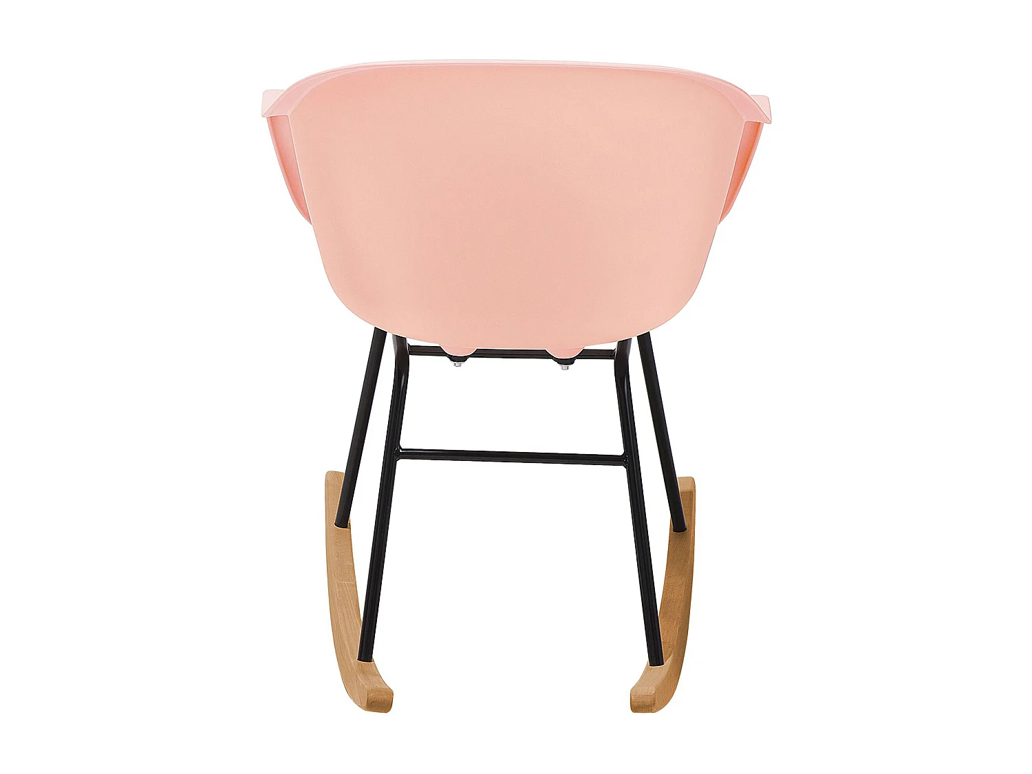 Retro Schaukelstuhl aus Kunststoff in Rosa mit robustem Holzkufen Harmony