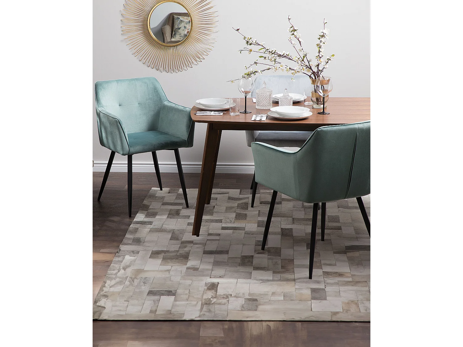 Lot de 2 chaises de salle à manger JASMIN Velours Vert menthe