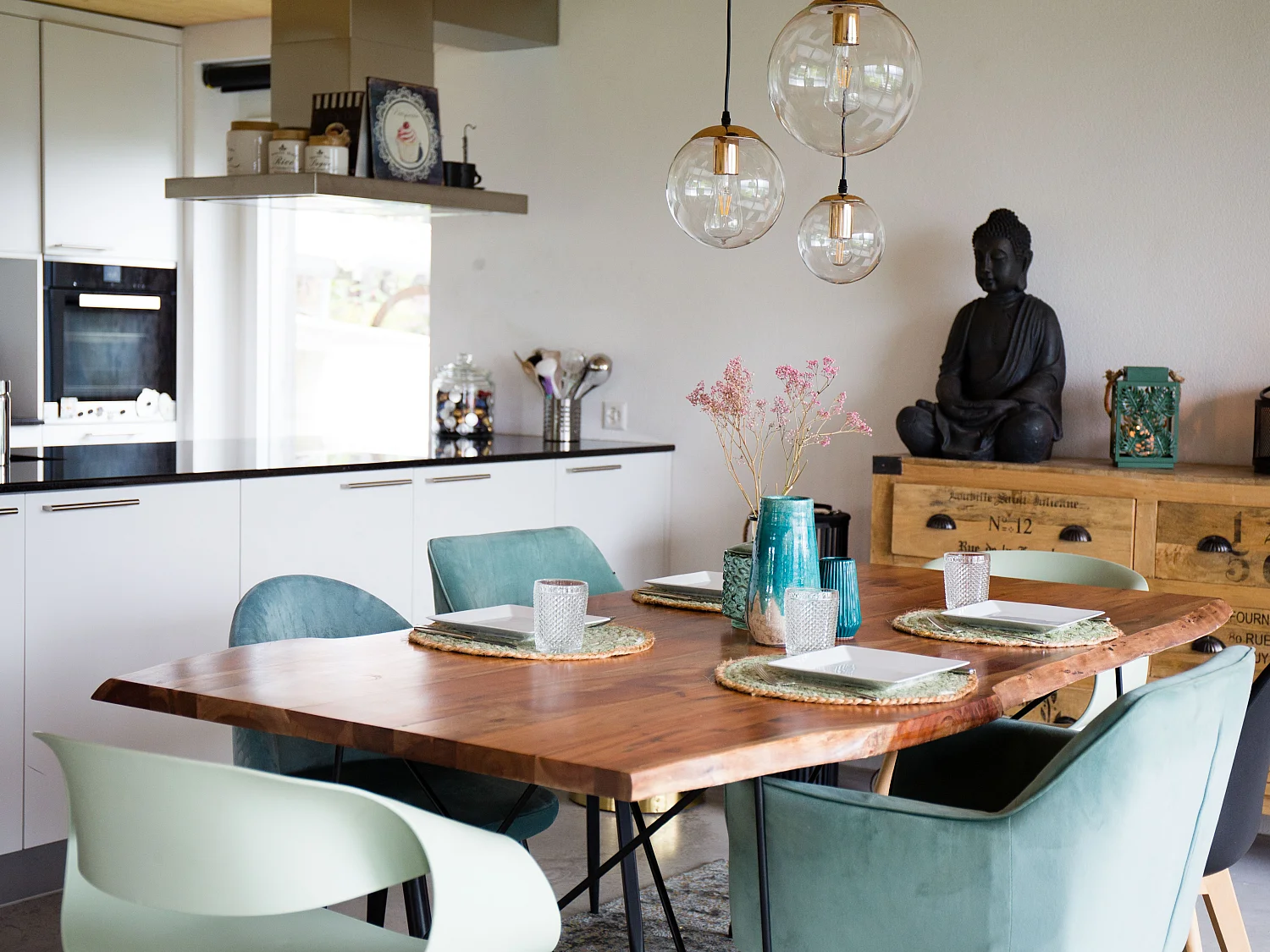 Lot de 2 chaises de salle à manger JASMIN Velours Vert menthe
