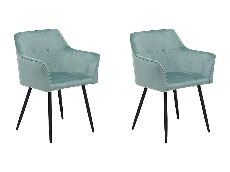 Lot de 2 chaises de salle à manger JASMIN Velours Vert menthe