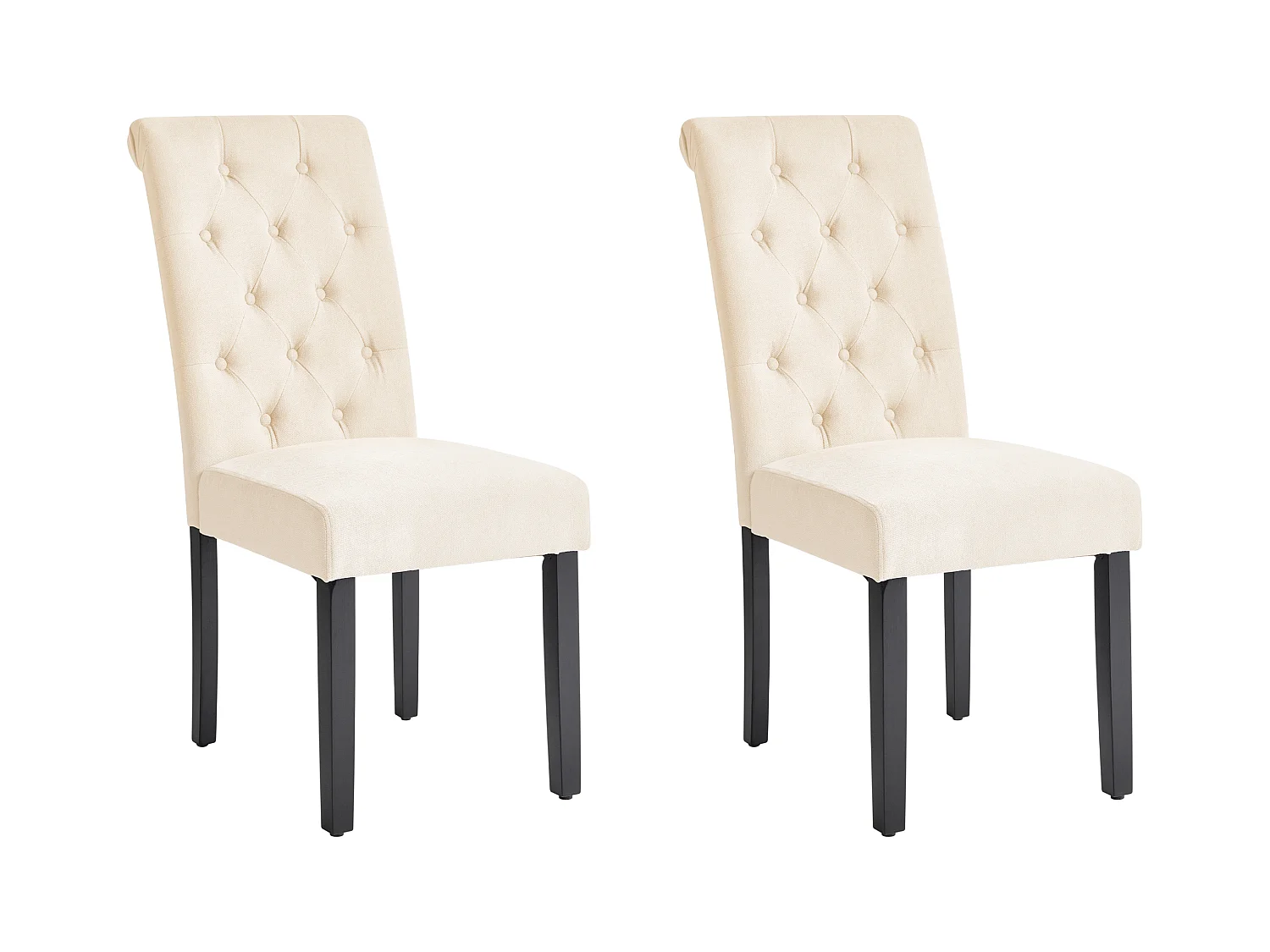 Lot de 2 chaises de salle à manger VELVA Tissu Beige clair
