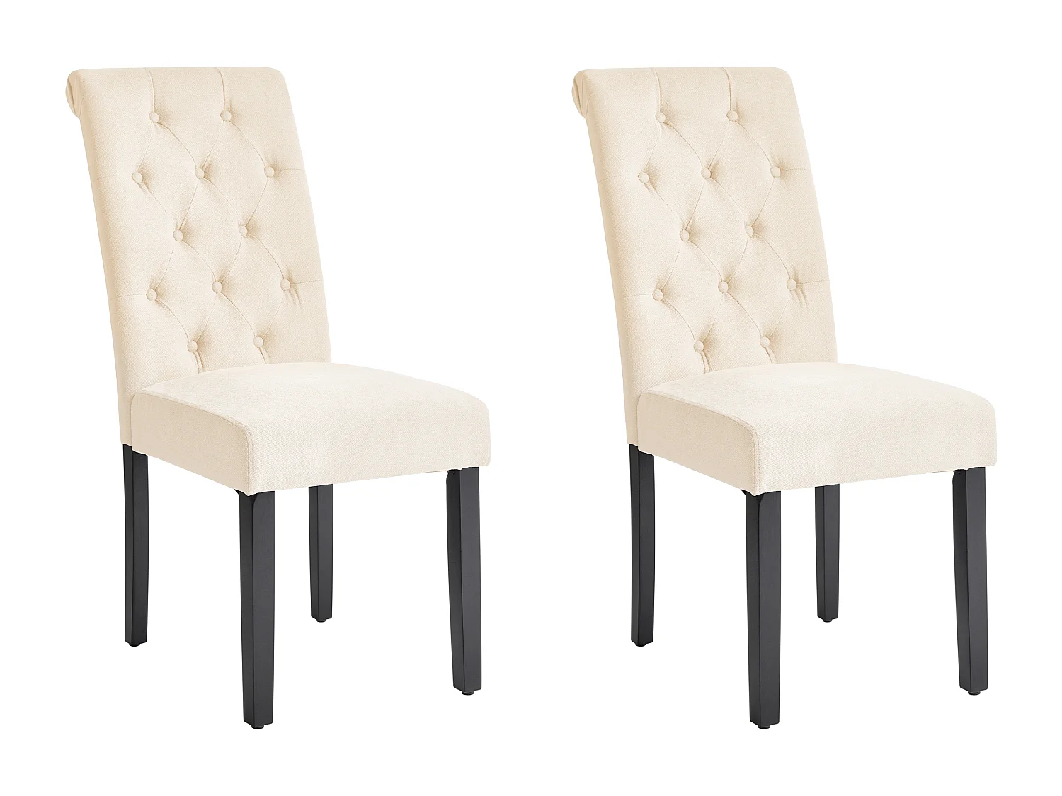 Lot de 2 chaises de salle à manger VELVA Tissu Beige