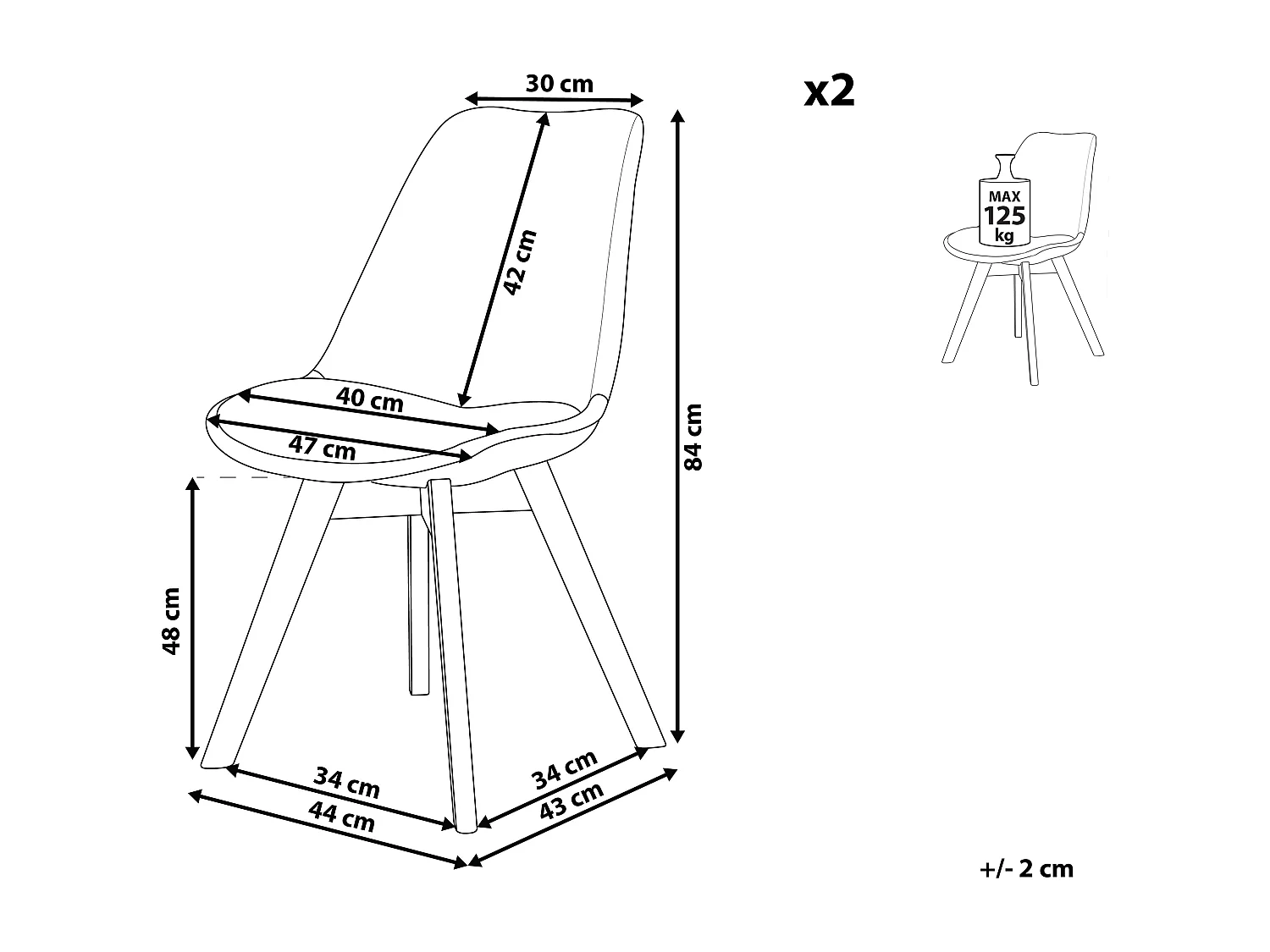 Set van 2 eetkamerstoelen DAKOTA II Lichtblauw